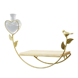 Vazolu Ferforje Duvar Rafı - Gold